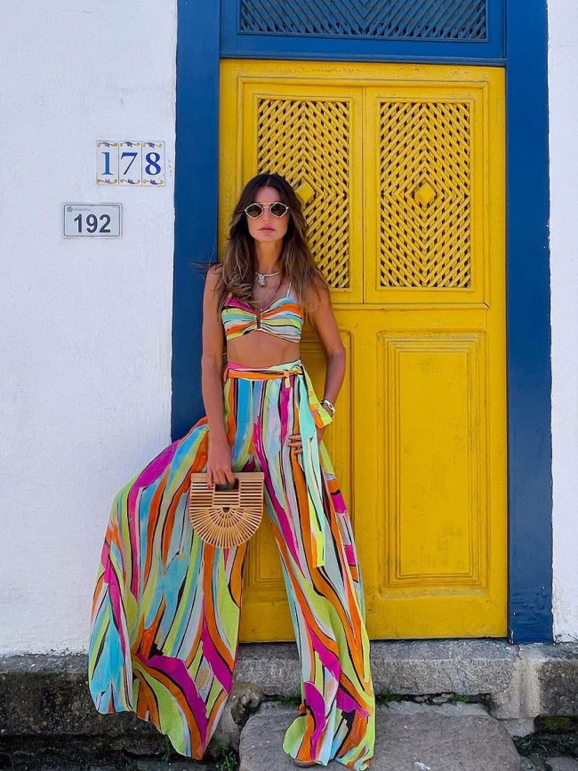 Colorwave Stripes Set with Flowing Pants