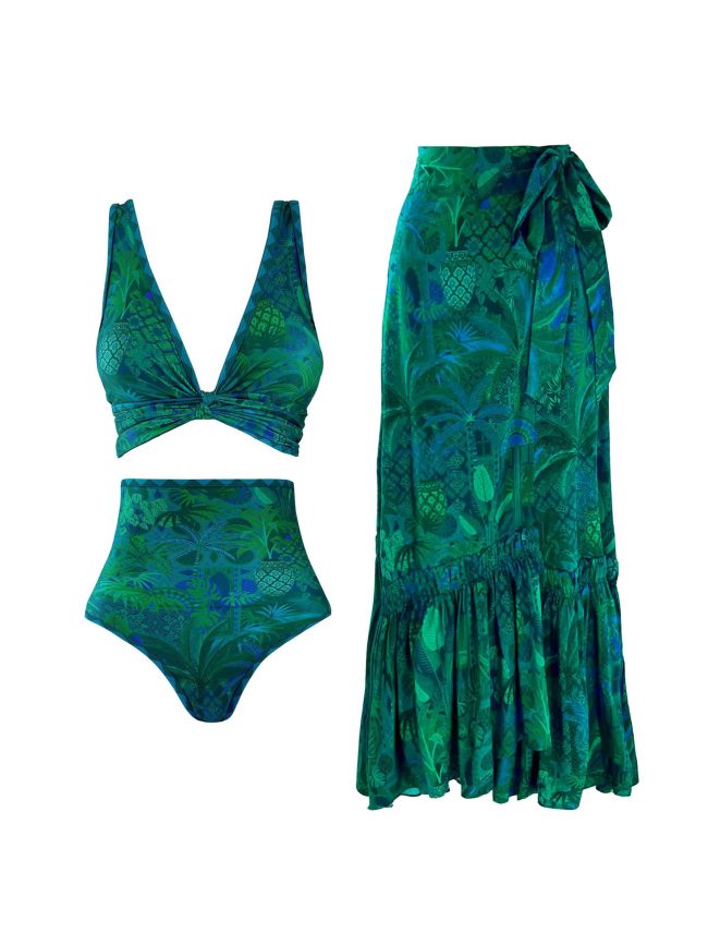 Emerald Canopy Bikini & Wrap Skirt Set