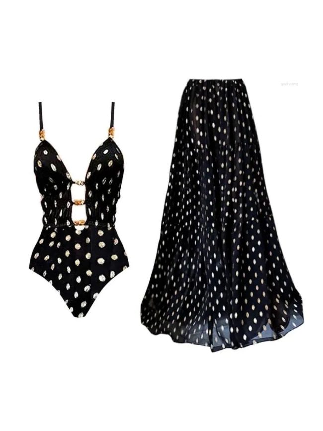 Midnight Dots Cut-Out Swimsuit Set