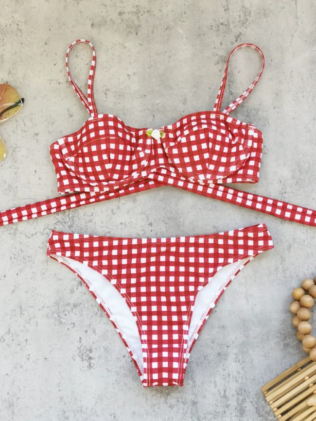 Gingham Riviera Bikini with Maxi Skirt