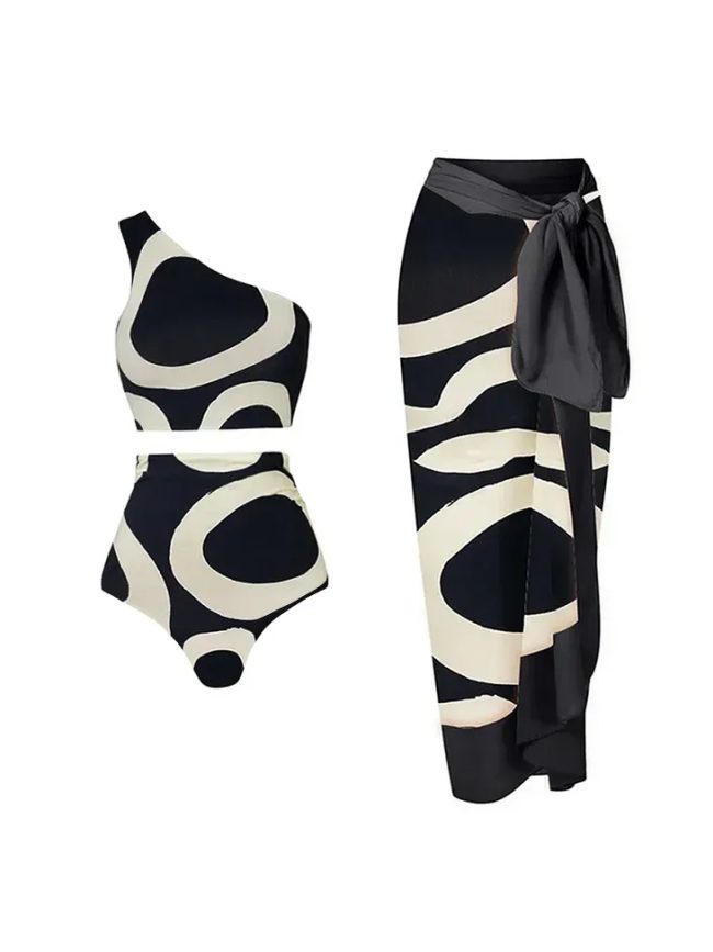 Midnight Wave One-Shoulder Set