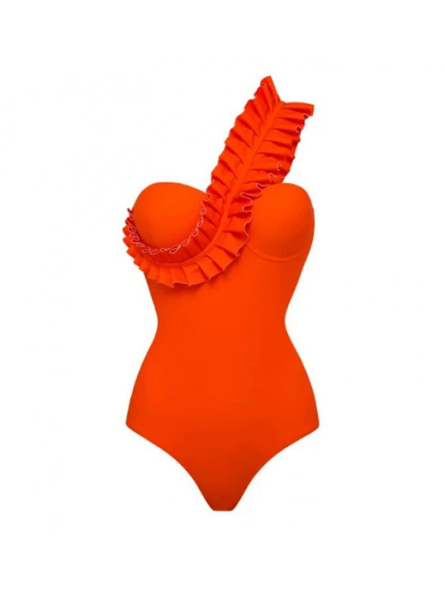 Sunset Ruffle One-Shoulder Swimsuit