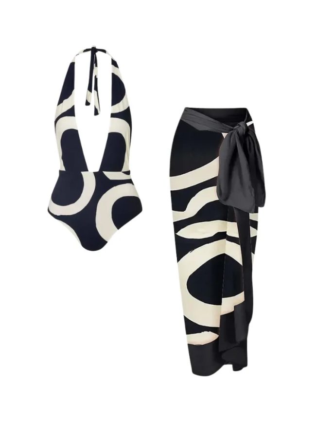 Midnight Wave Halter Swimsuit