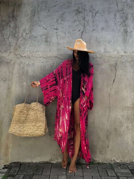 Fuchsia Tie-Dye Kimono