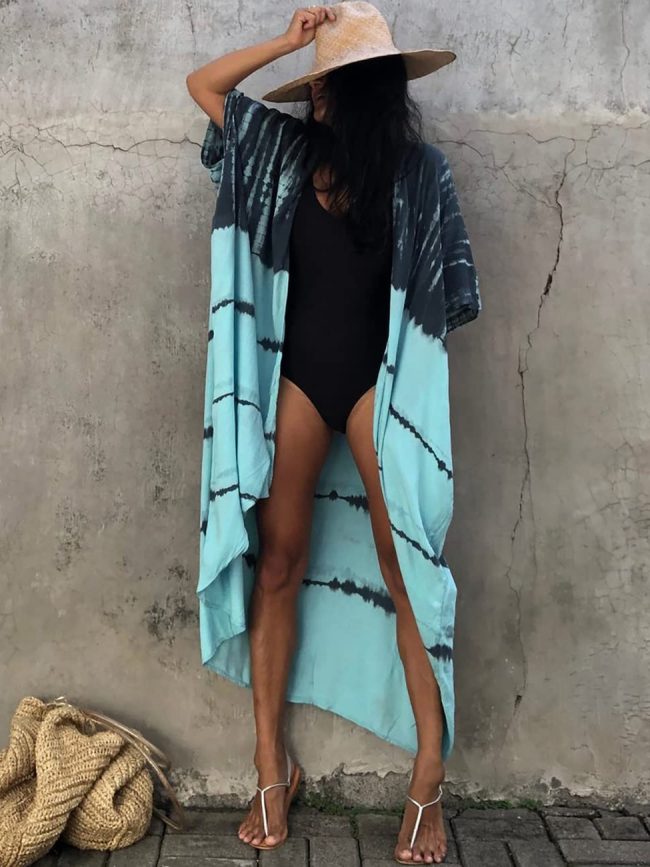 Ice Blue Tie-Dye Kimono