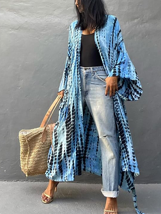 Sky Blue Tie-Dye Kimono