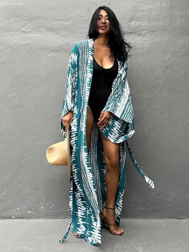 Teal Tie-Dye Kimono