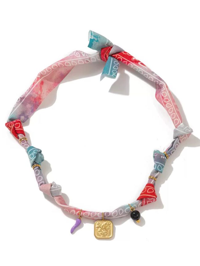 Multicolor Charm Scarf Necklace
