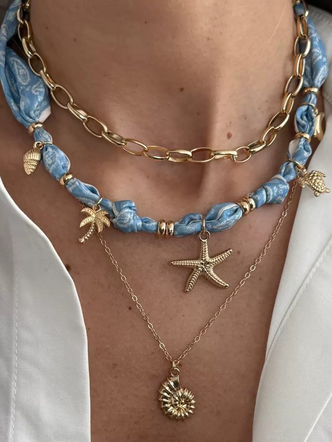 Blue Ocean Layered Necklace Set (3 Pieces)