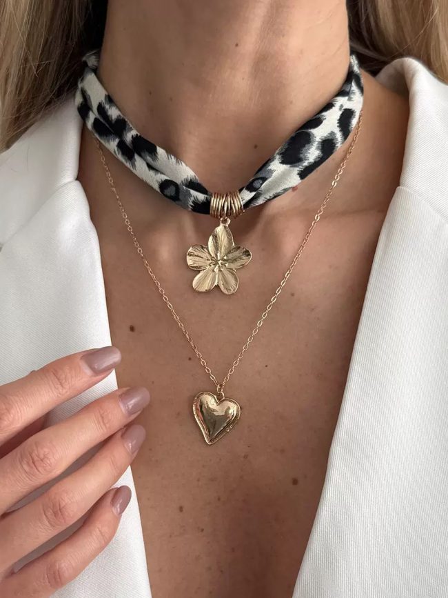 Leopard Blossom Layered Necklace Set (2 Pieces)