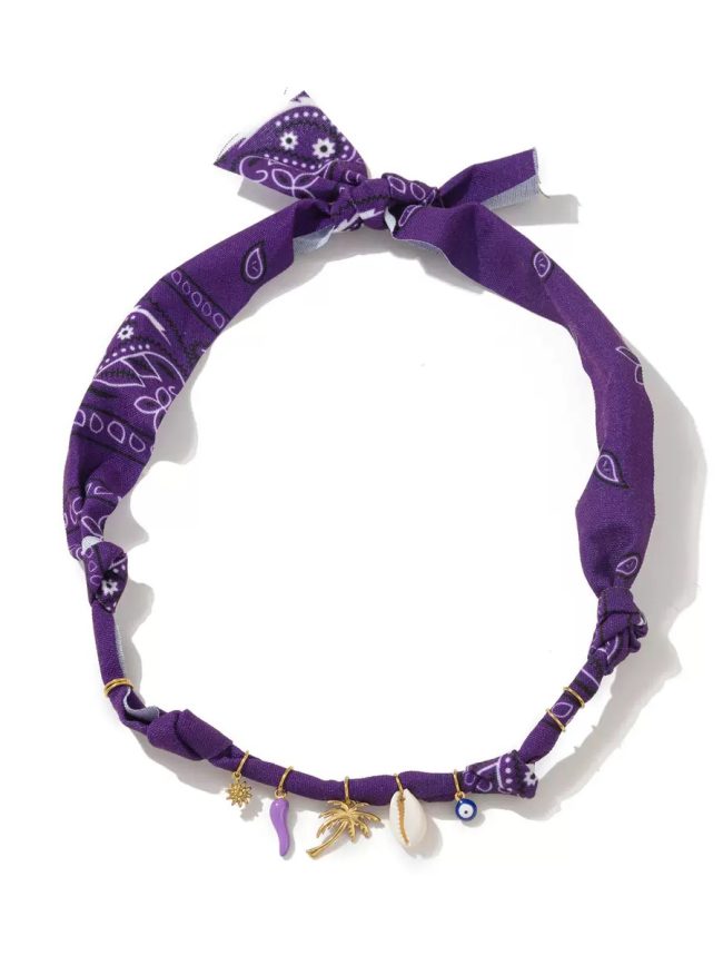Tropical Charm Scarf Necklace – Purple
