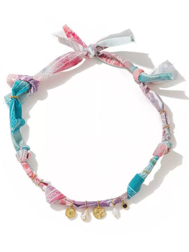 Pastel Charm Scarf Necklace – Multicolor