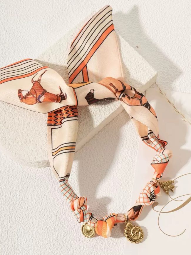 Printed Scarf Charm Necklace – Coral Sands