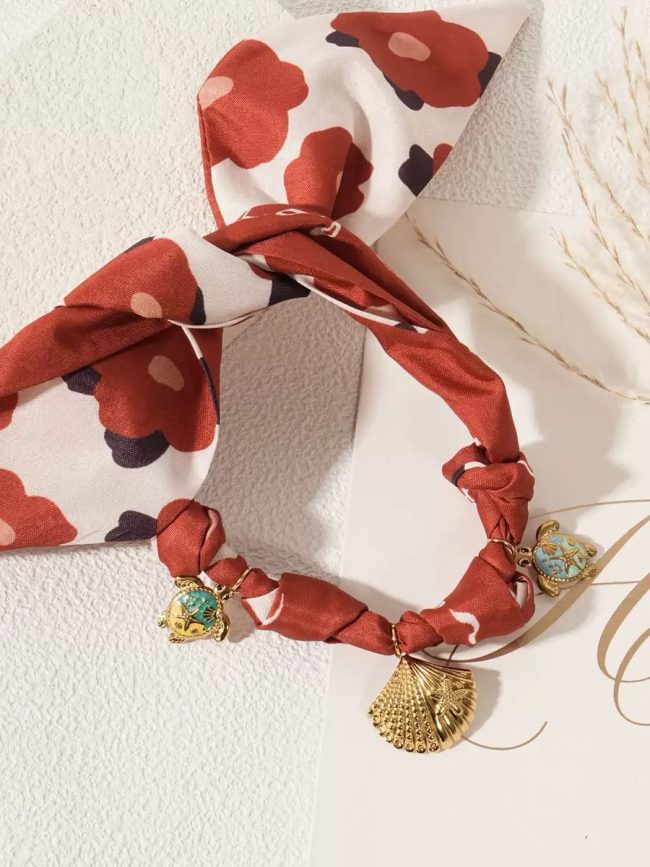 Printed Scarf Charm Necklace – Terracotta Bloom