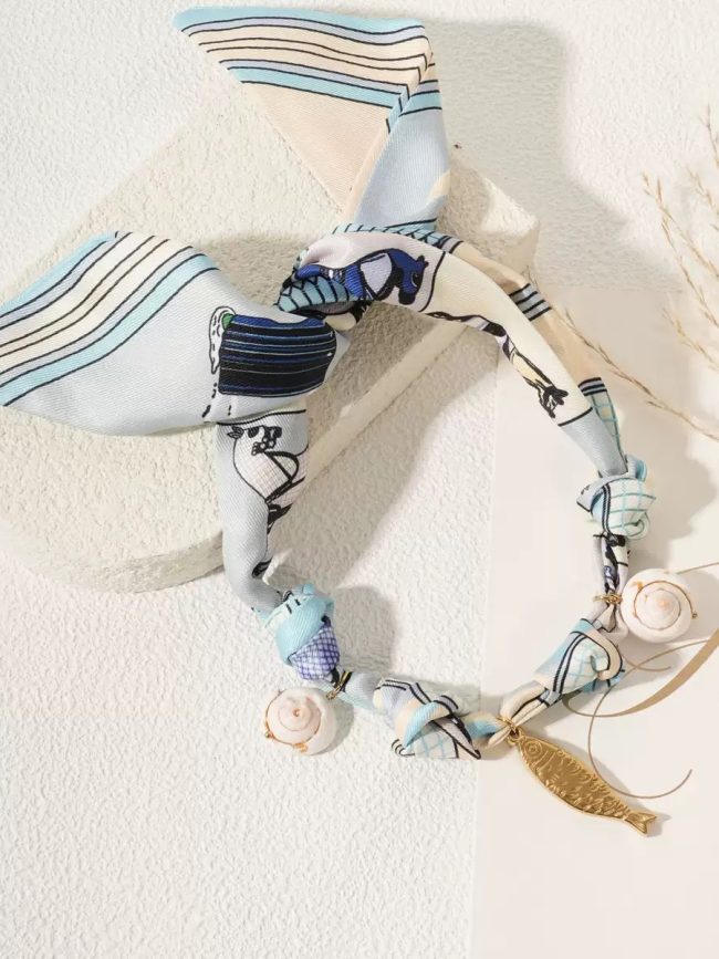 Printed Scarf Charm Necklace – Ocean Breeze
