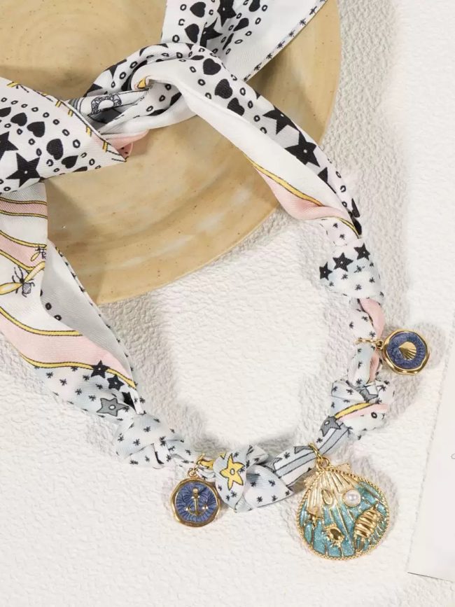 Printed Scarf Charm Necklace – Starry Coast