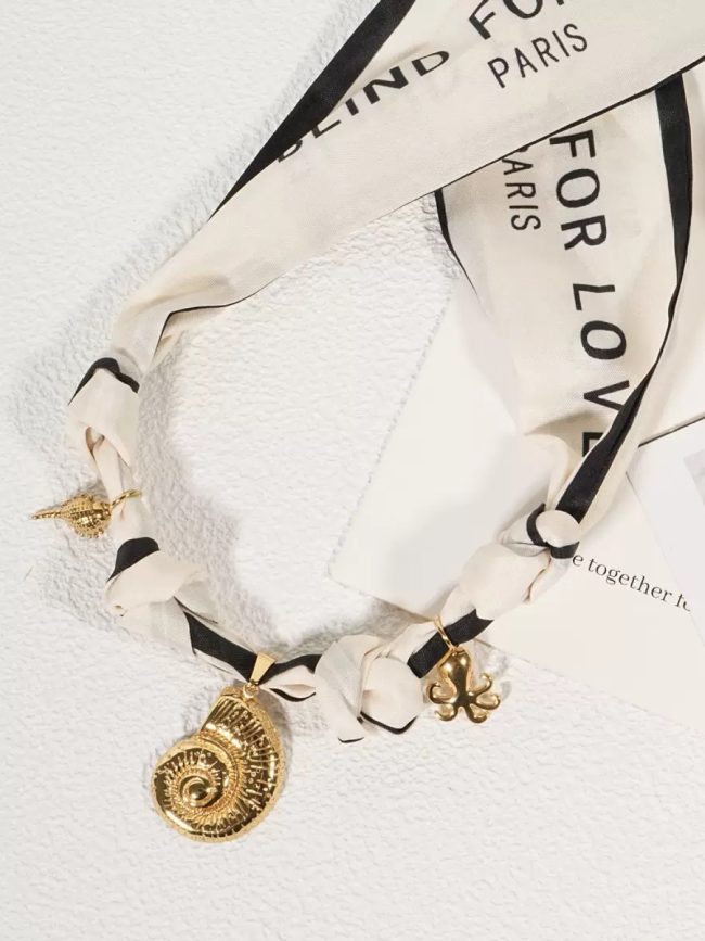 Printed Scarf Charm Necklace – Paris Coast