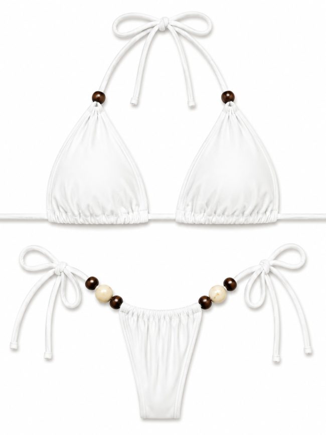 white bikini with stone