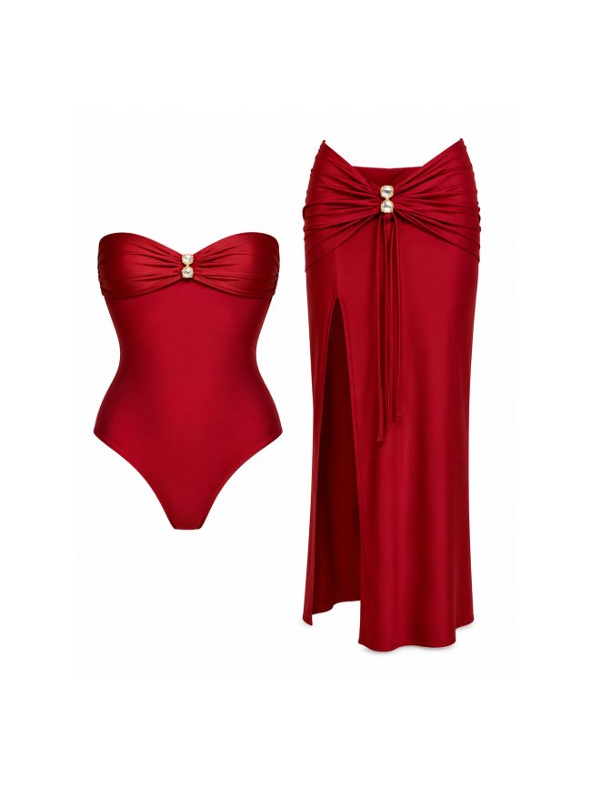 Ruby Strapless One-Piece Swimsuit with Matching Skirt