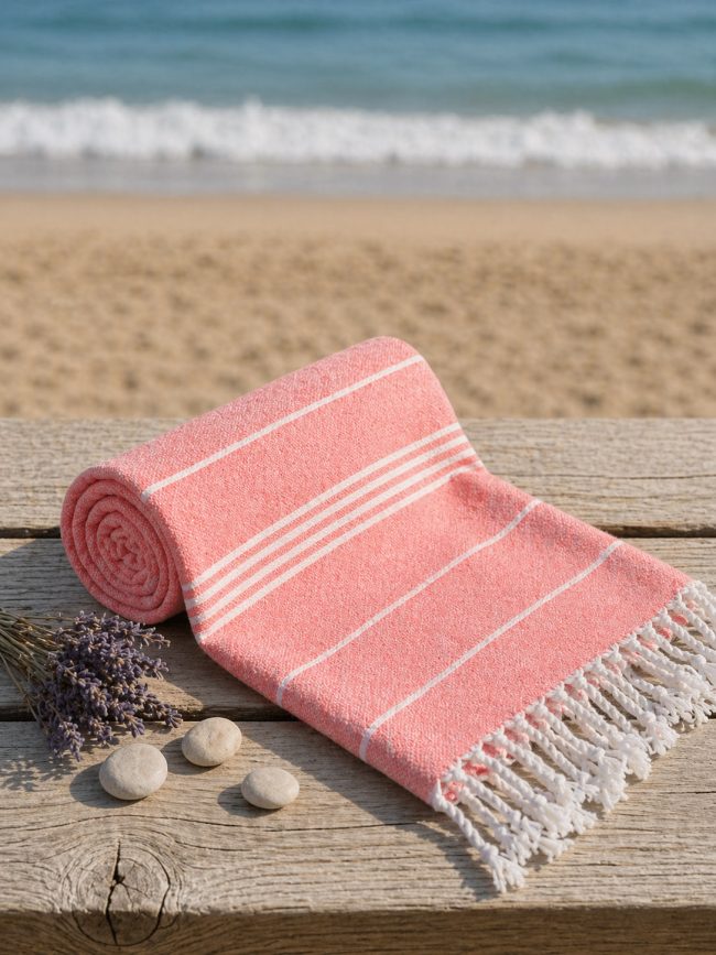 Soft orange  Striped Beach Towel – 100 × 180 cm