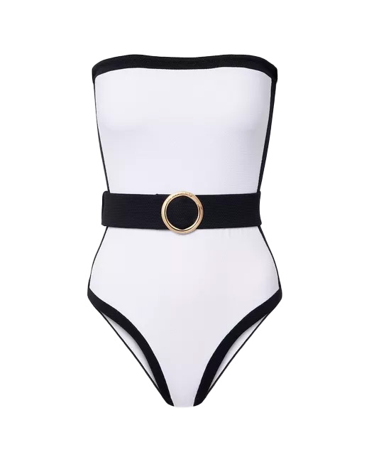 Whitney Belted Strapless One-Piece Swimsuit