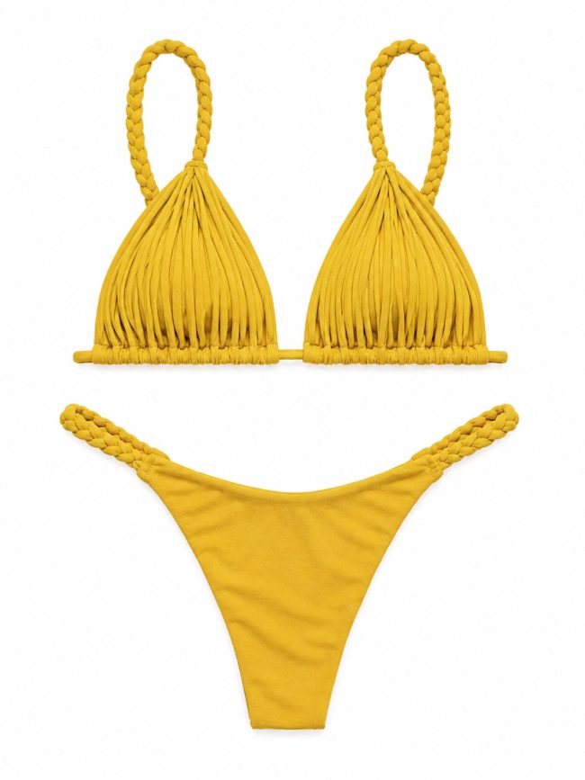Mustard Braided Triangle Bikini