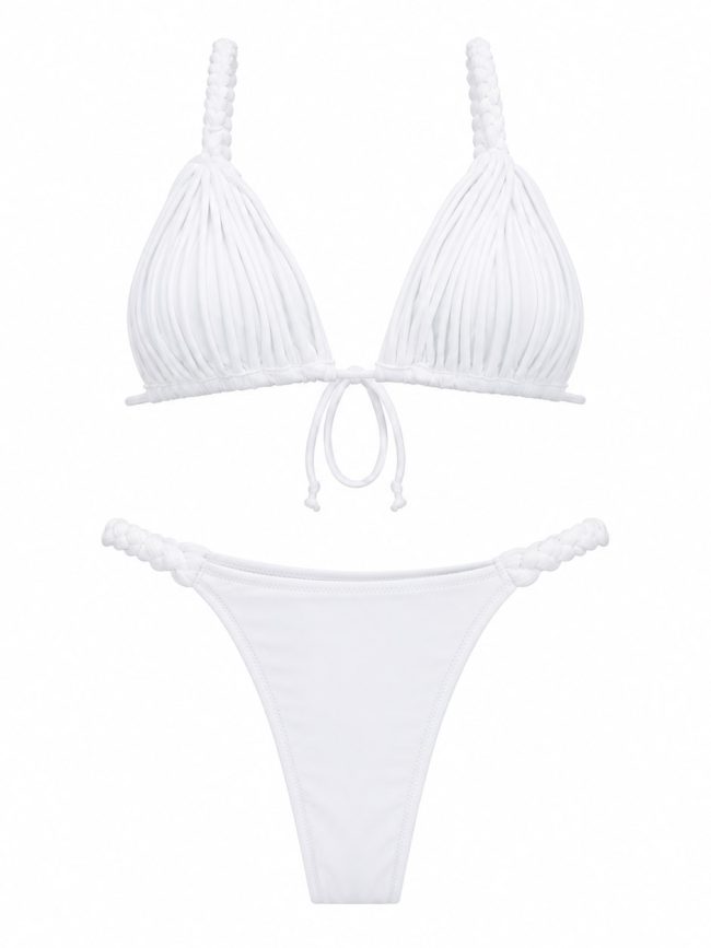 White Braided Strap Bikini Set
