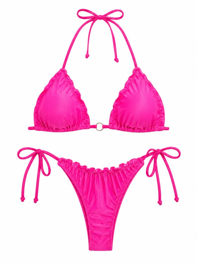 Fuchsia Ruffle Triangle Bikini