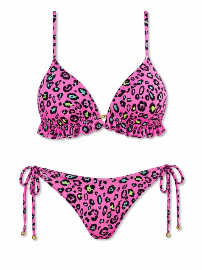 Pink Leopard Ruffle Bikini